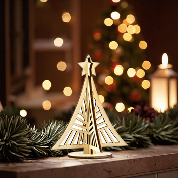 Factory direct wholesale laser cut wooden Christmas tree table decoration
