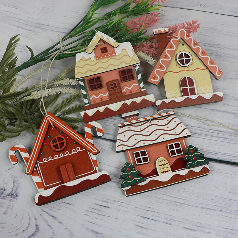 Creative wholesale Christmas decoration wood laser cut Christmas tree pendants