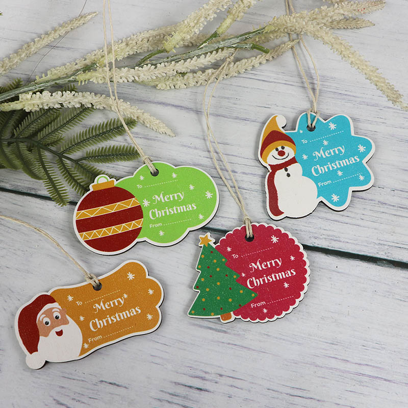 New trend laser-cut wooden Christmas tree pendants for Christmas decorations