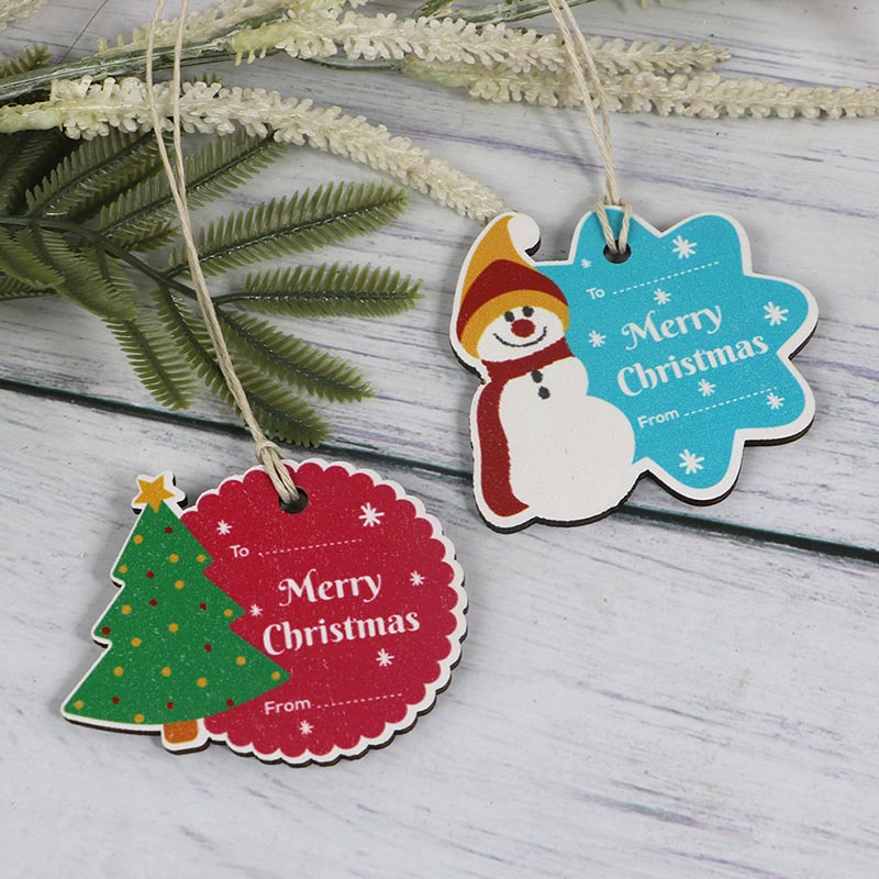 New trend laser-cut wooden Christmas tree pendants for Christmas decorations