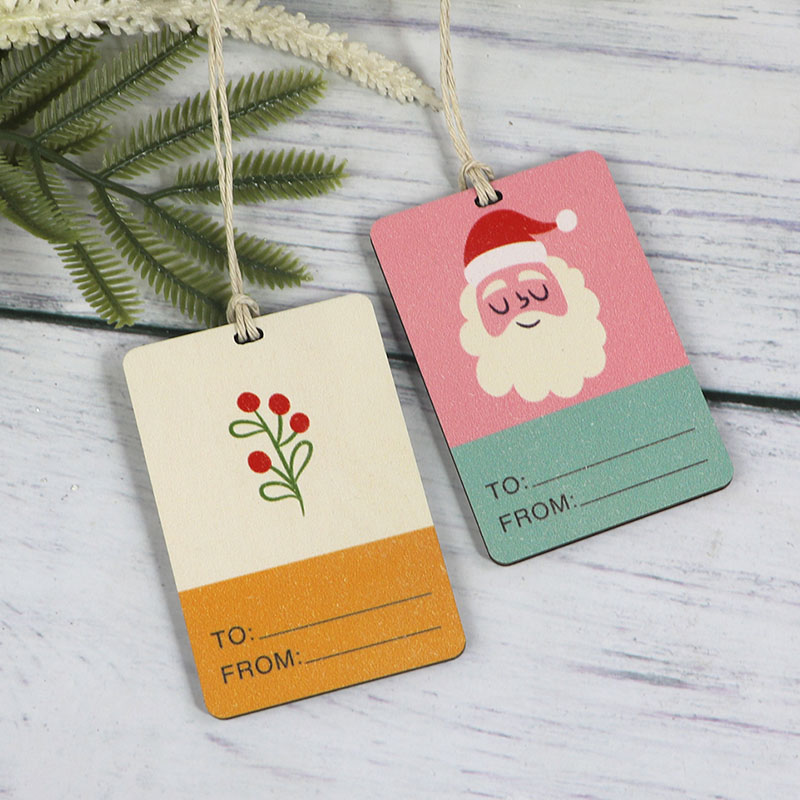 Laser cut natural wood craft DIY Christmas wooden label Christmas decorations