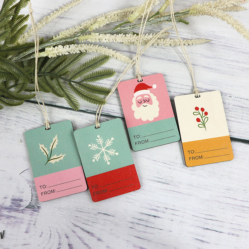 Laser cut natural wood craft DIY Christmas wooden label Christmas decorations