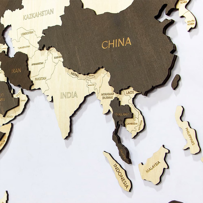 Wooden World Map Wall Decoration Laser Cut World Travel map decoration