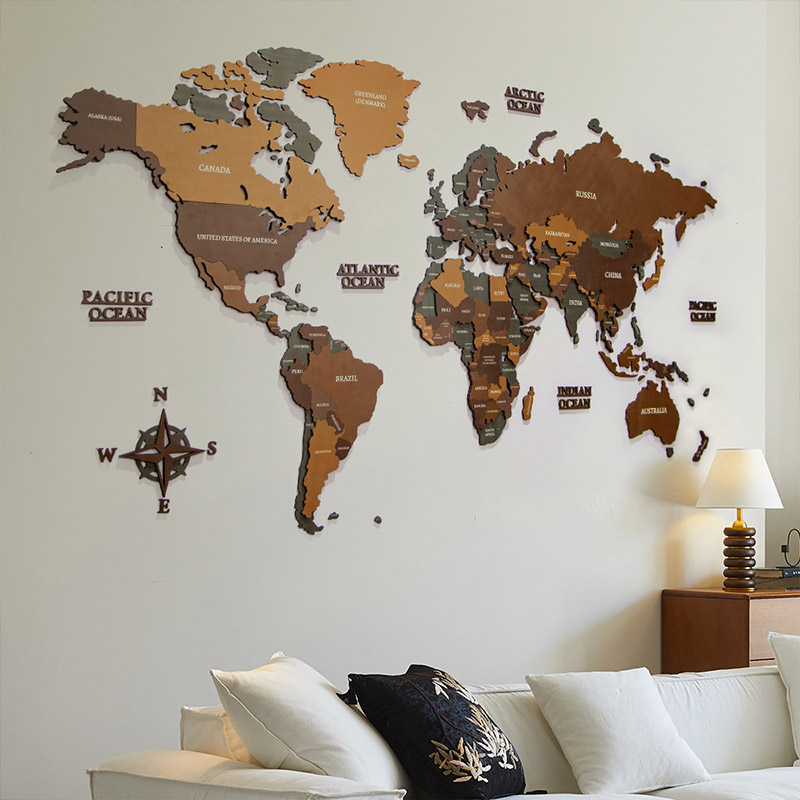 Custom wholesale Home map decoration 3D world travel map decoration