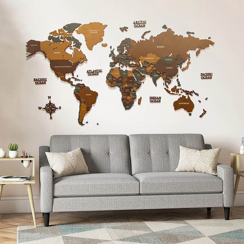 Custom wholesale Home map decoration 3D world travel map decoration Custom wholesale Home map decoration 3D world travel map decoration