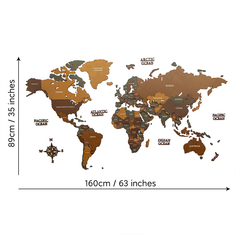 Custom wholesale Home map decoration 3D world travel map decoration