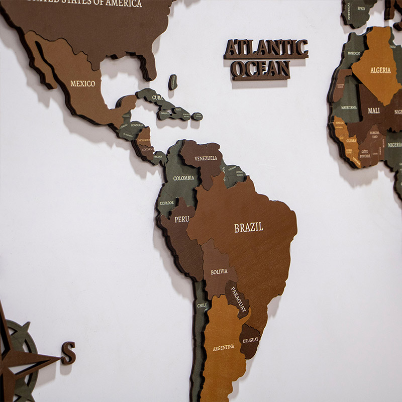 Custom wholesale Home map decoration 3D world travel map decoration