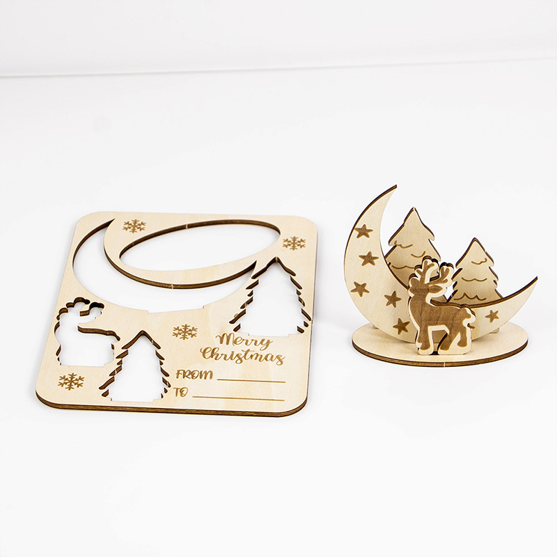 Custom laser-cut wooden Christmas decorations Saint 3D Christmas cards