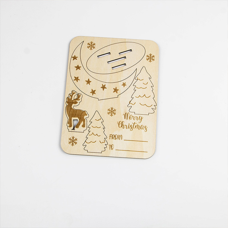 Custom laser-cut wooden Christmas decorations Saint 3D Christmas cards