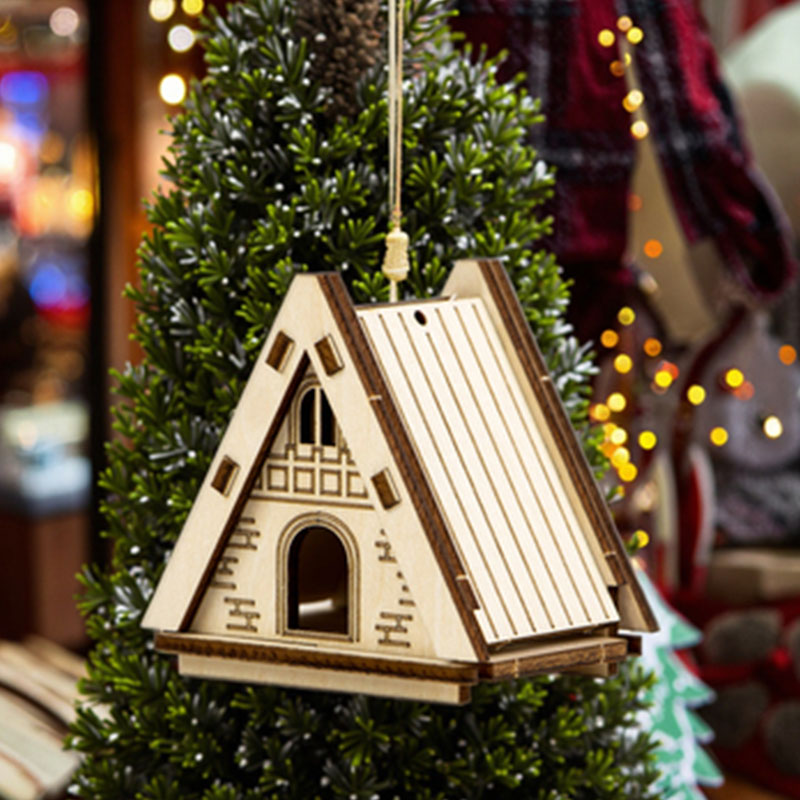 2025 New design factory direct sales of wooden Christmas tree pendants Christmas house decoration