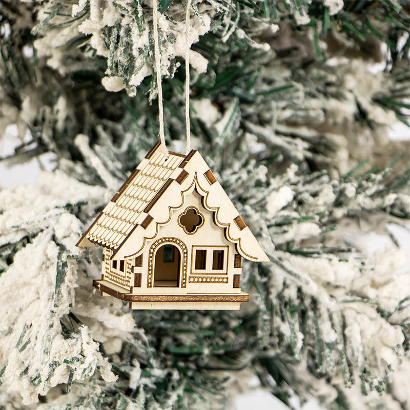 New design popular Christmas decoration wooden Christmas tree pendant puzzle