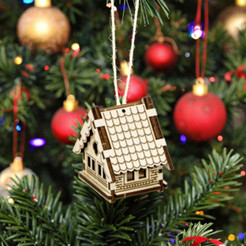 New design popular Christmas decoration wooden Christmas tree pendant puzzle