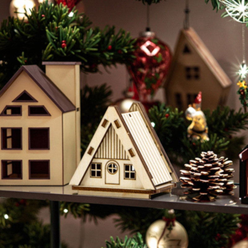 OEM&ODM laser cut wood Christmas pendant Christmas decoration