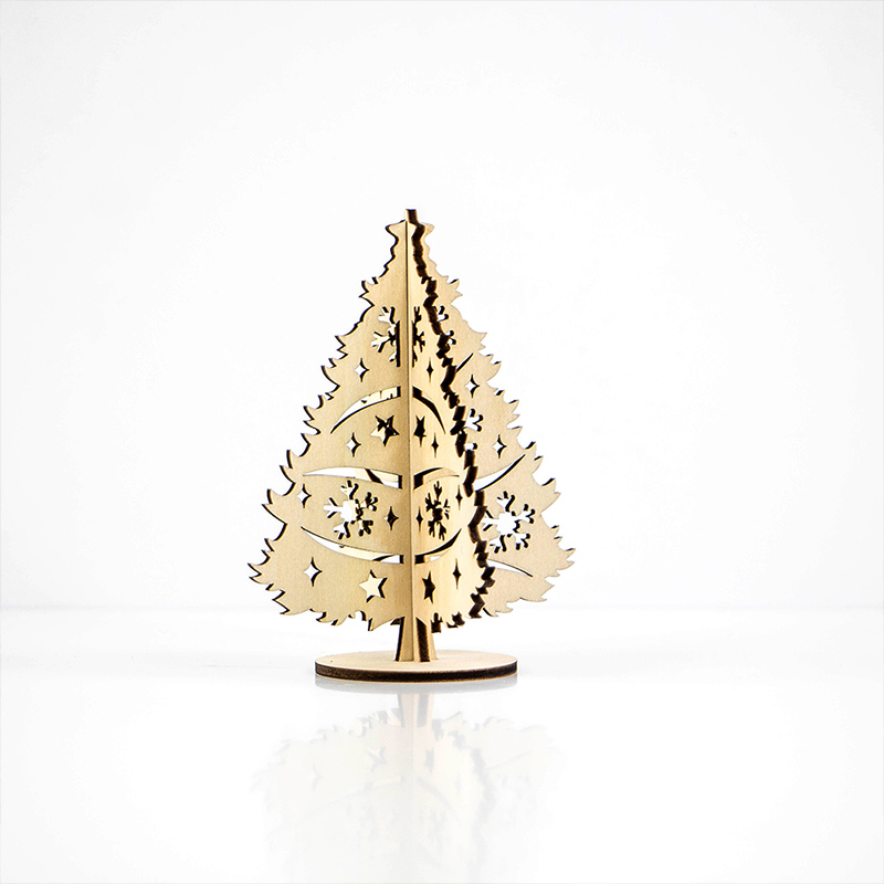 Custom design a personalized wooden Christmas tree decoration for your brand
