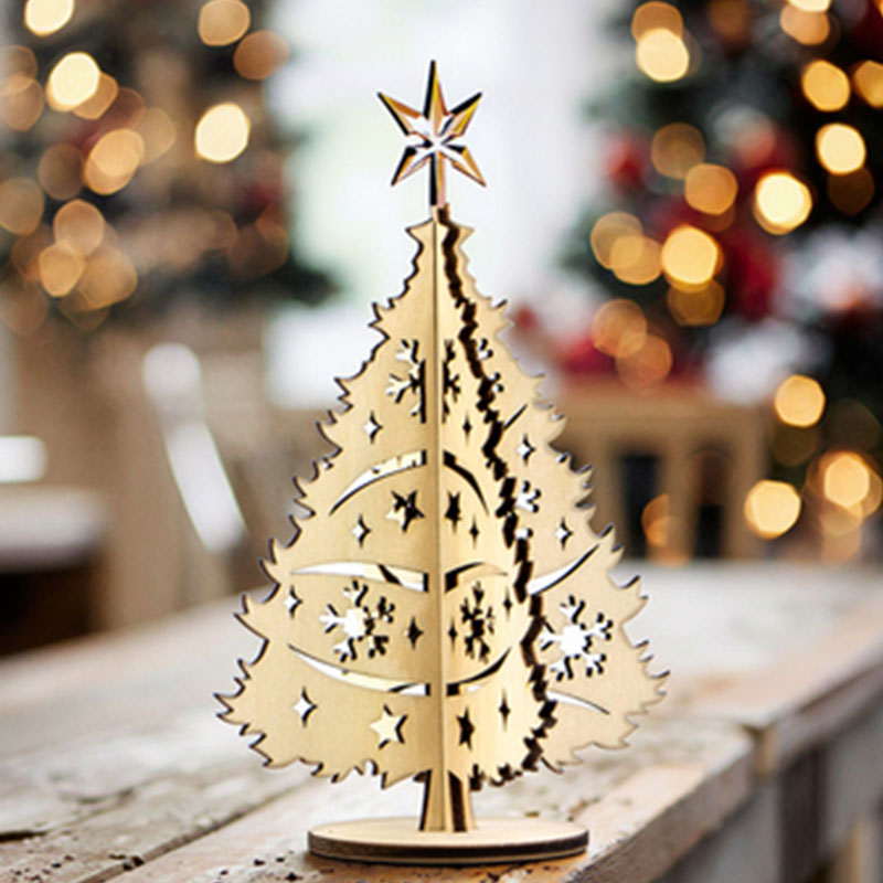 Custom design a personalized wooden Christmas tree decoration for your brand