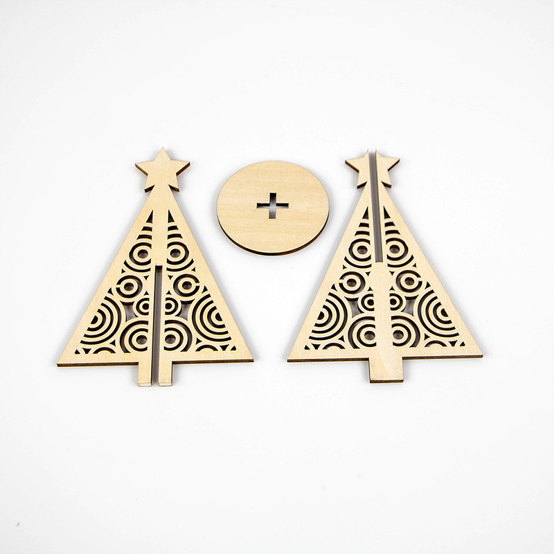 Eco-friendly wooden Christmas tree tabletop decoration for sustainable Christmas holidays