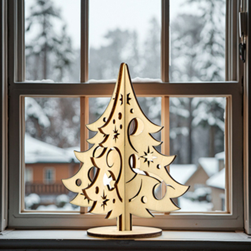 Factory direct custom wooden Christmas tree decorations Christmas crafts