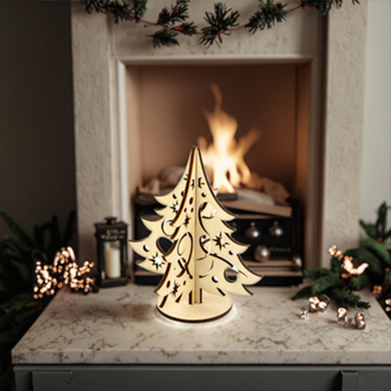 Factory direct custom wooden Christmas tree decorations Christmas crafts