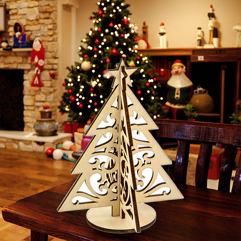 2025 New design hot wholesale wooden Christmas tree desktop decoration