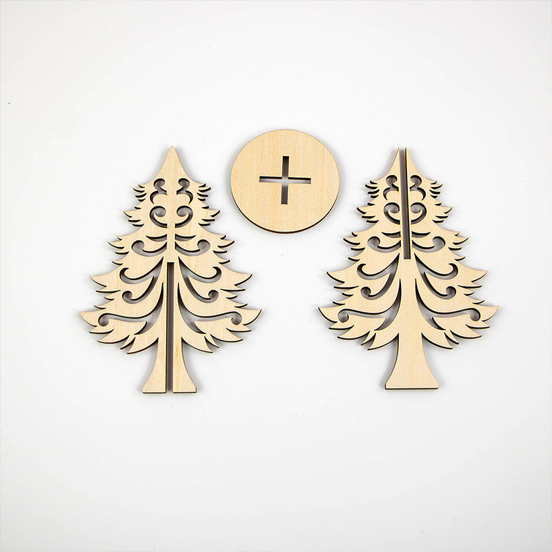 OEM&ODM Creative laser cut wooden Christmas tree with custom design