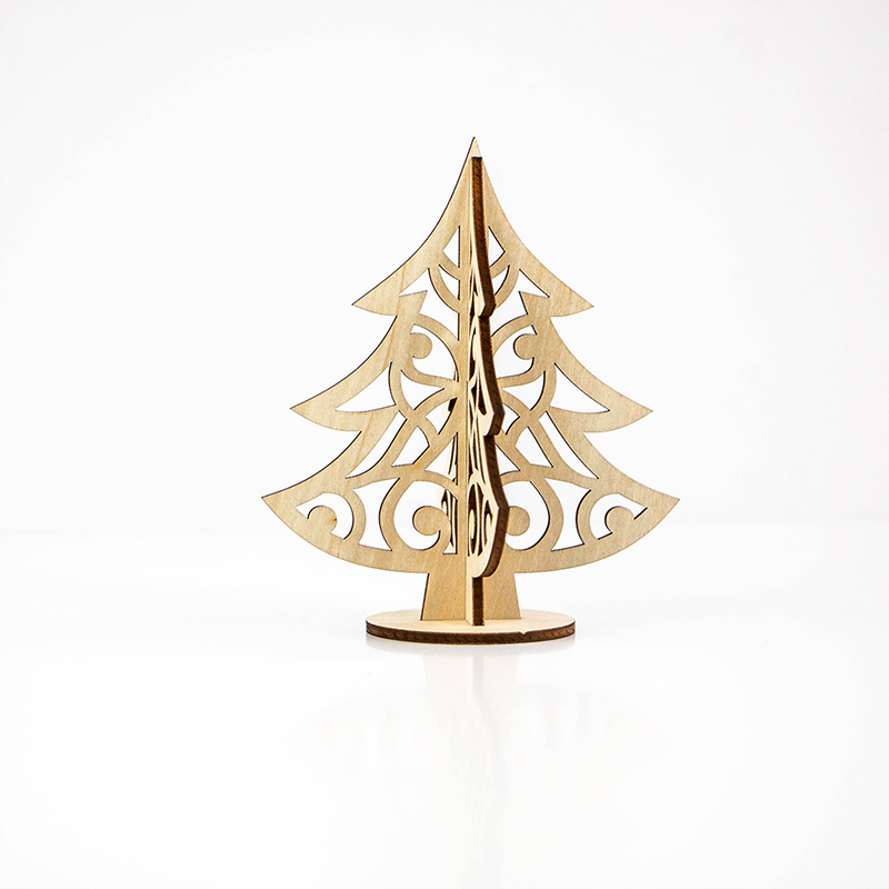 Laser cut mini wooden Christmas tree table decoration Christmas ornaments