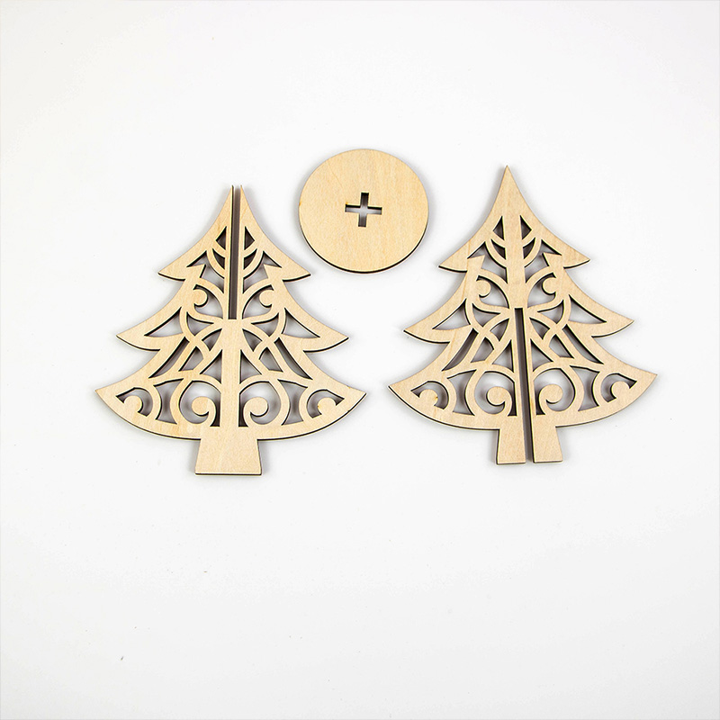 Laser cut mini wooden Christmas tree table decoration Christmas ornaments
