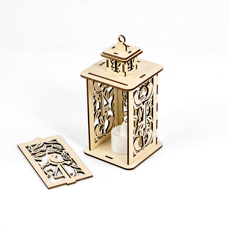 Handmade wooden Christmas lanterns and candles for Christmas holiday night