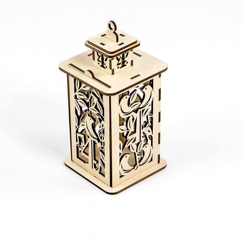 Handmade wooden Christmas lanterns and candles for Christmas holiday night