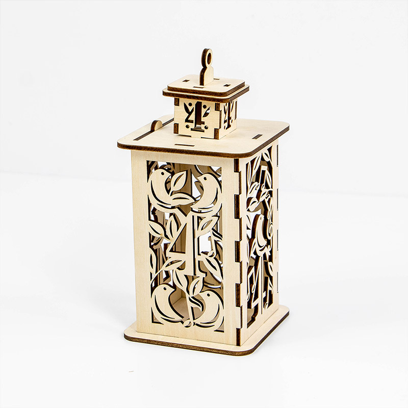 Handmade wooden Christmas lanterns and candles for Christmas holiday night