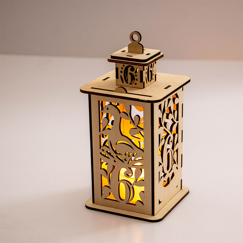 Customizable wooden Christmas lanterns with wooden Christmas decorations