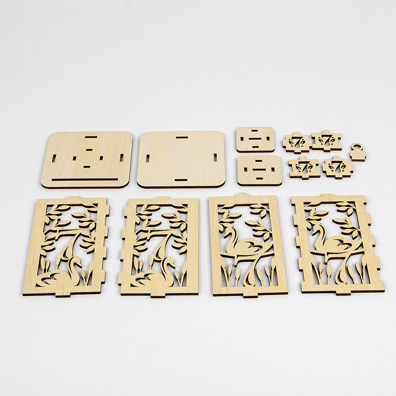 Environmentally friendly wooden Christmas lanterns decorated for sustainable Christmas holidays