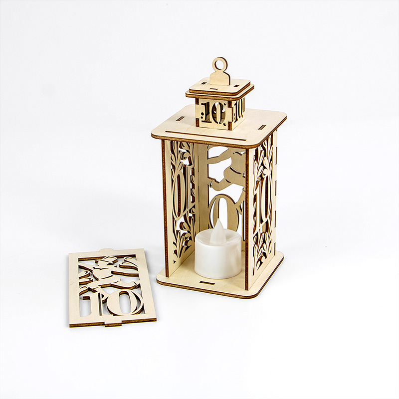 Handmade candlelit glow wooden Christmas lanterns decorated for Christmas