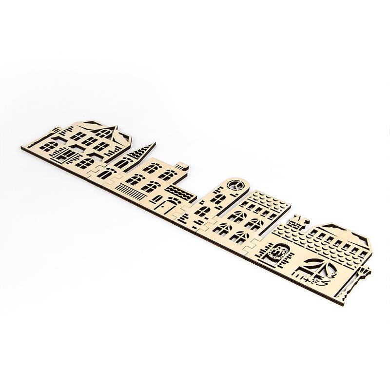 Sustainable wooden Christmas holiday decorations Eco-friendly wooden Christmas Village