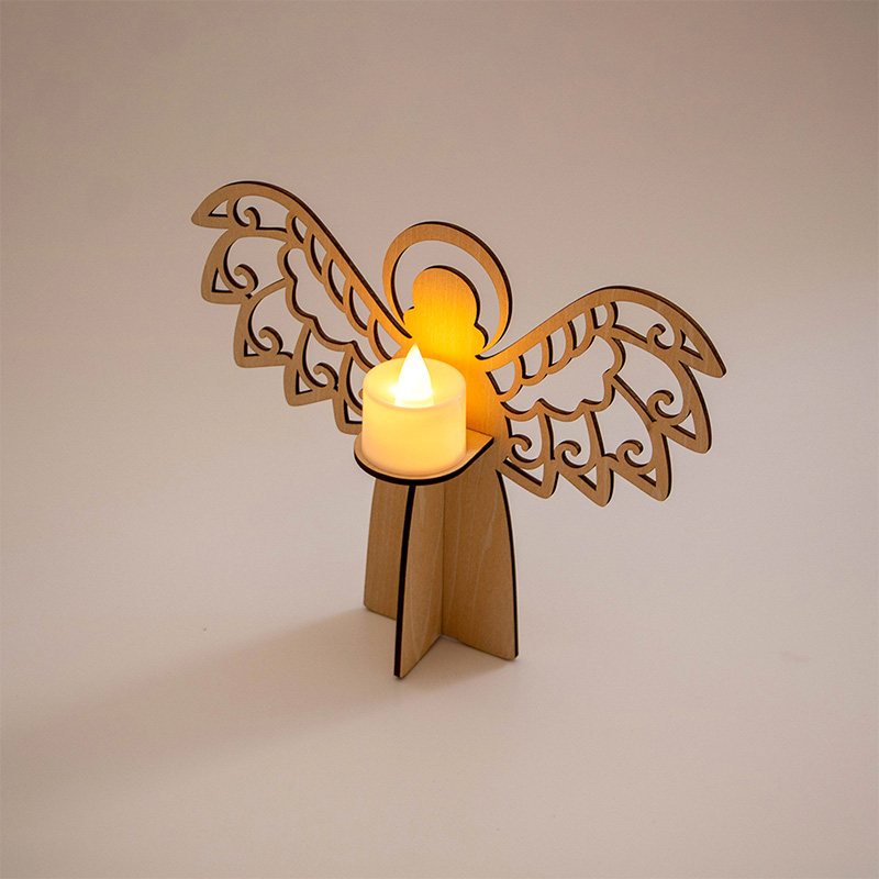 Hand-carved wooden Christmas Angel candlestick is an essential Christmas holiday home decoration