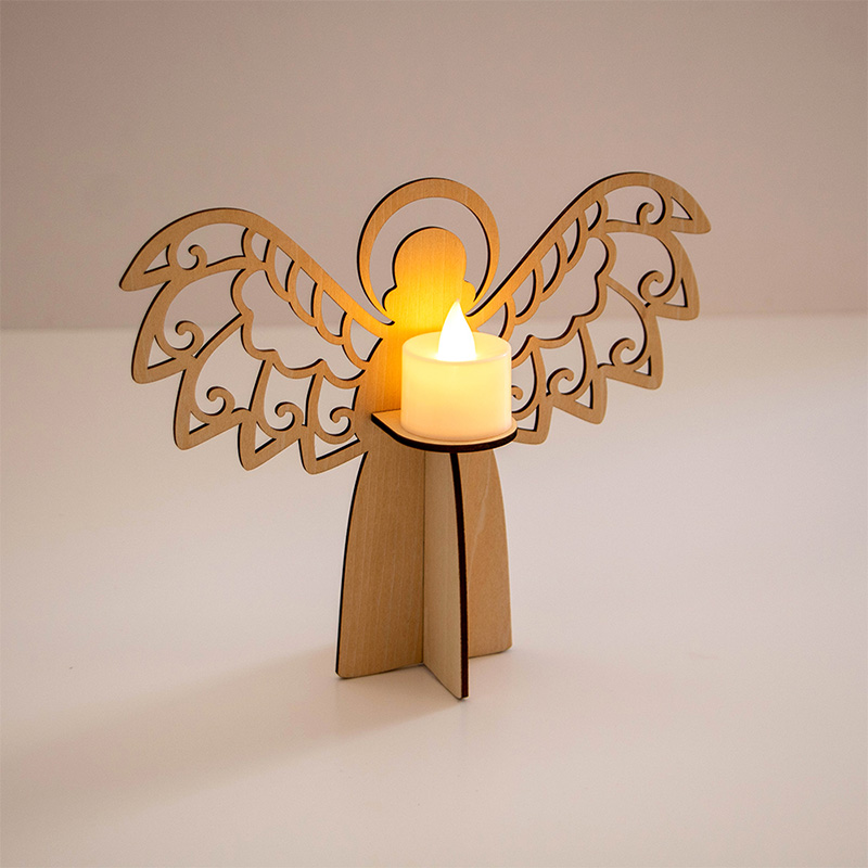 Hand-carved wooden Christmas Angel candlestick is an essential Christmas holiday home decoration