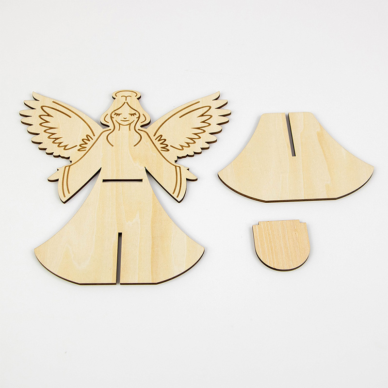 Vintage style wooden angel candlesticks add a Christmas vibe to the wooden decor