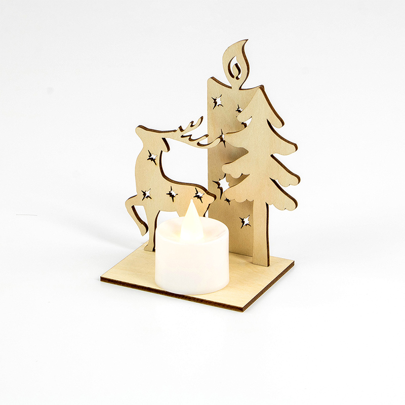 Rustic Christmas decorations Handmade wooden Christmas candlesticks