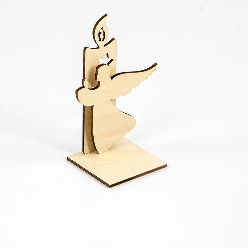 Laser-cut angel wooden candle holder for Christmas tabletop decoration