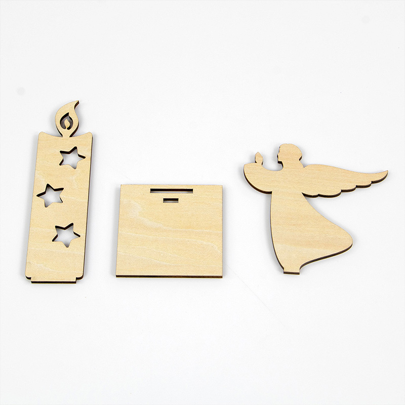 Laser-cut angel wooden candle holder for Christmas tabletop decoration