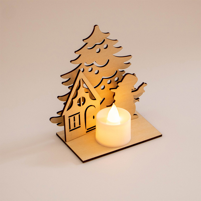 Custom Christmas decorations Personalized wooden Christmas candlesticks