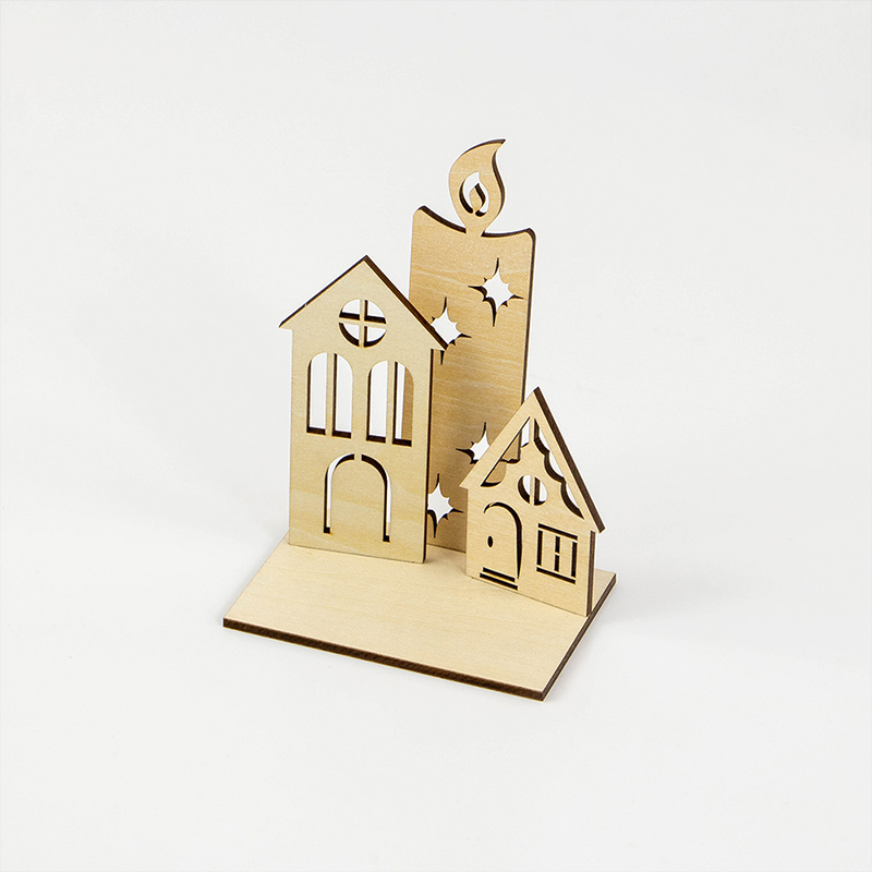 Vintage wooden Christmas candlestick Laser cut wooden Christmas ornaments