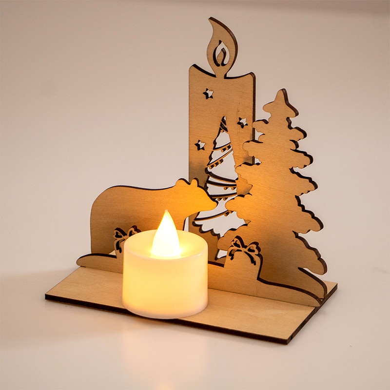 Modern wooden Christmas Candlestick Stylish wooden Christmas holiday decorations