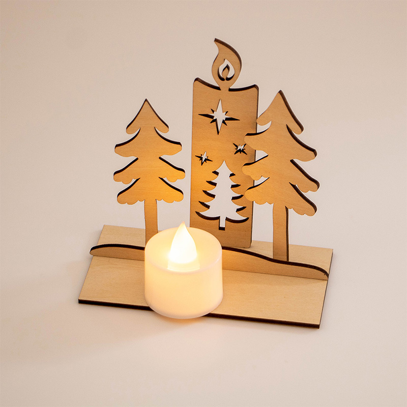 OEM&ODM Christmas decoration Snowflake wooden Christmas candlestick