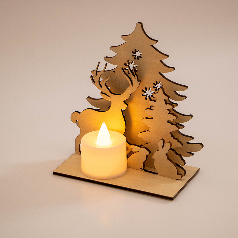 Newly designed wooden Christmas candlesticks decorated in a pop Christmas atmosphere Newly designed wooden Christmas candlesticks decorated in a pop Christmas atmosphere