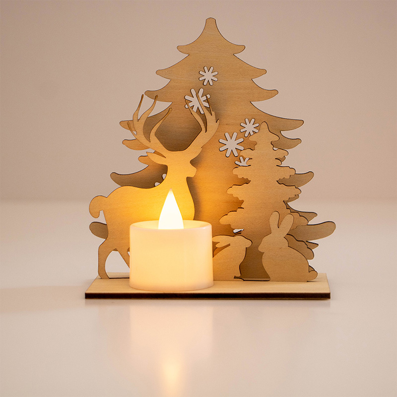 Newly designed wooden Christmas candlesticks decorated in a pop Christmas atmosphere