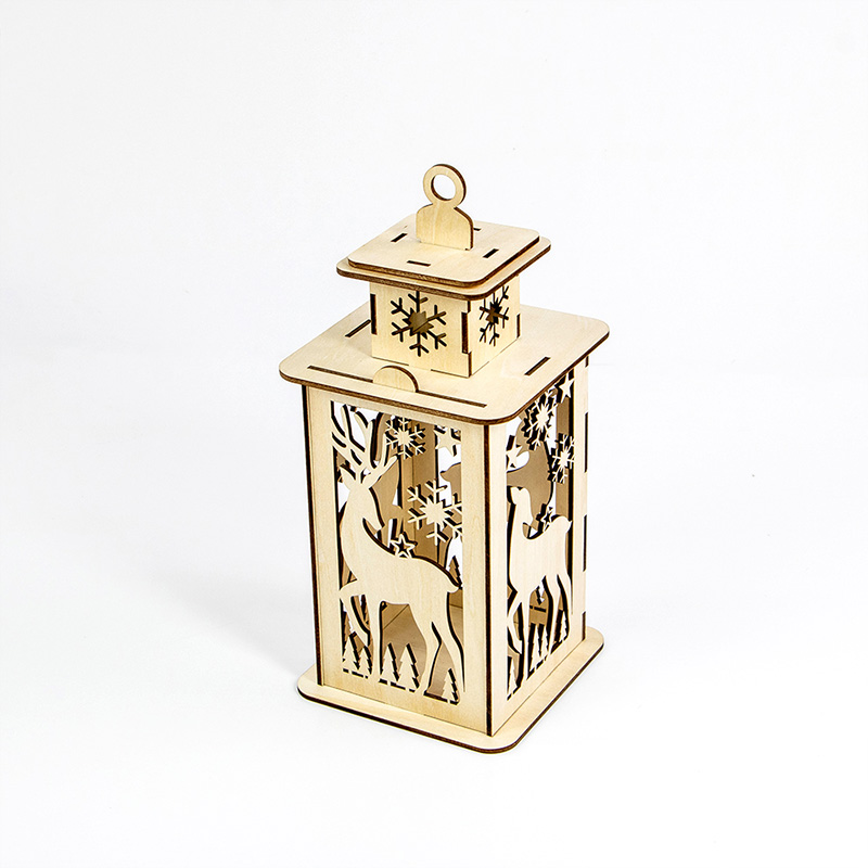 Laser cut wooden Christmas lights with festive design for Christmas decorations