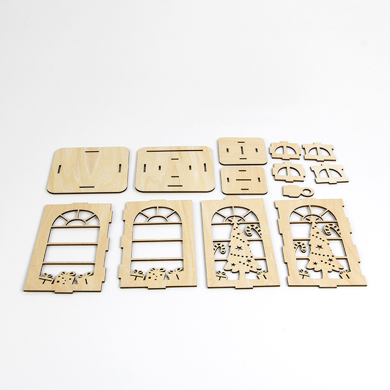 2025 New style laser cut wooden Christmas lantern Christmas tabletop decoration