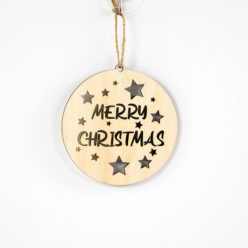 2025 Laser cut wooden snowflake ornament Christmas tree pendant