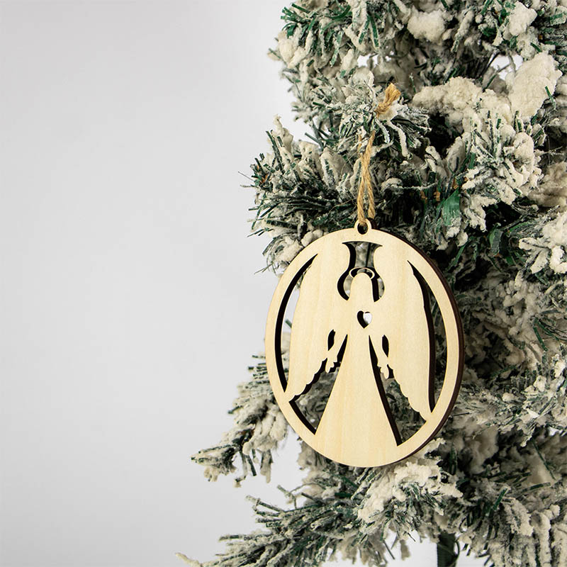 Laser cut wooden angel ornament for Christmas tree wooden pendant decoration
