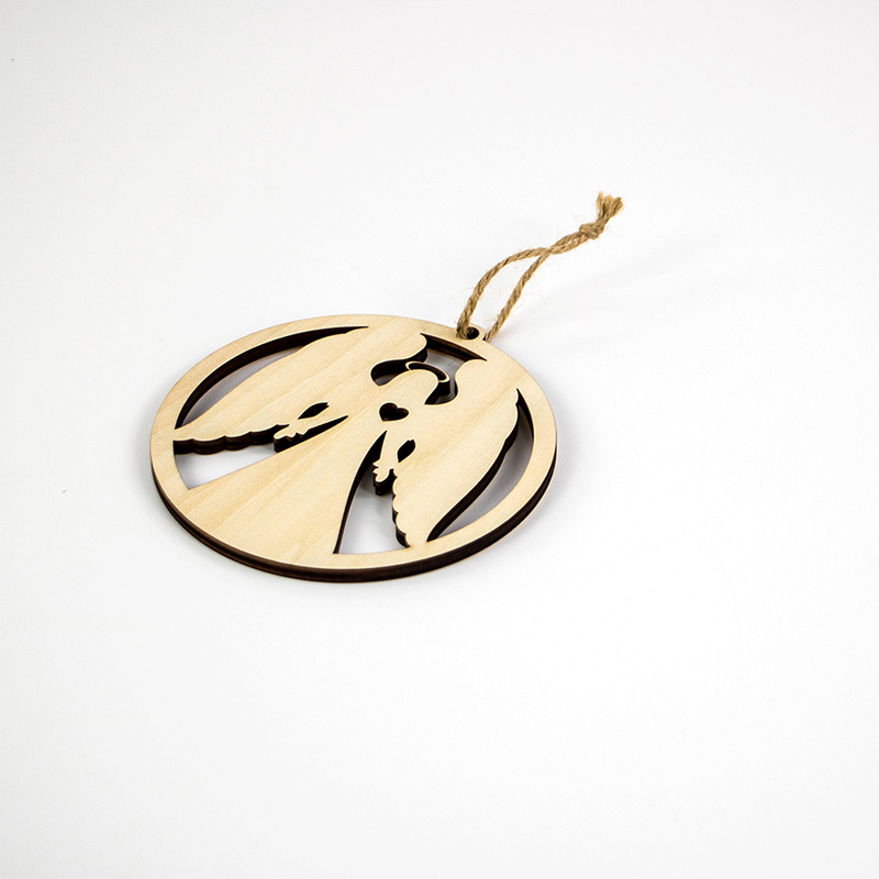 Laser cut wooden angel ornament for Christmas tree wooden pendant decoration